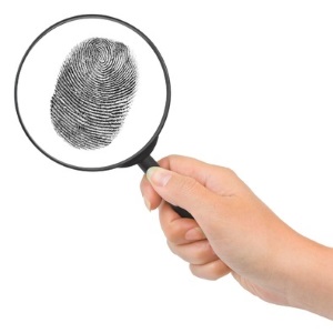fingerprint seen through magnifying glass